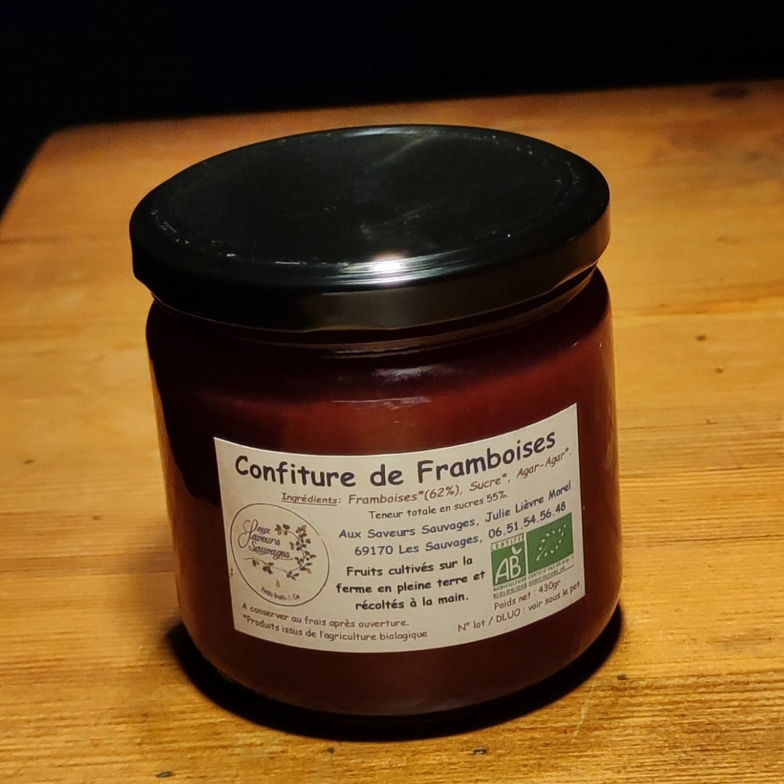 Confiture de framboises biologique 430g