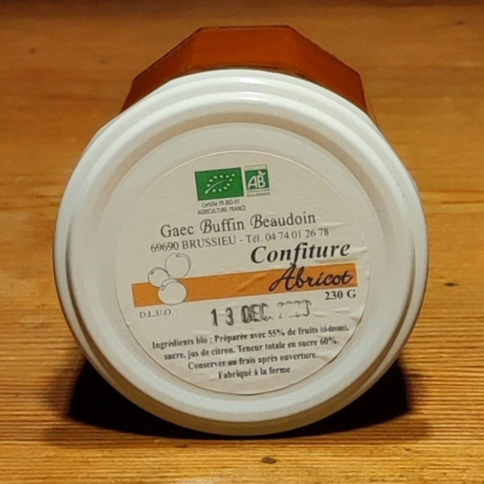 Étiquette confiture d'abricot biologique 230g