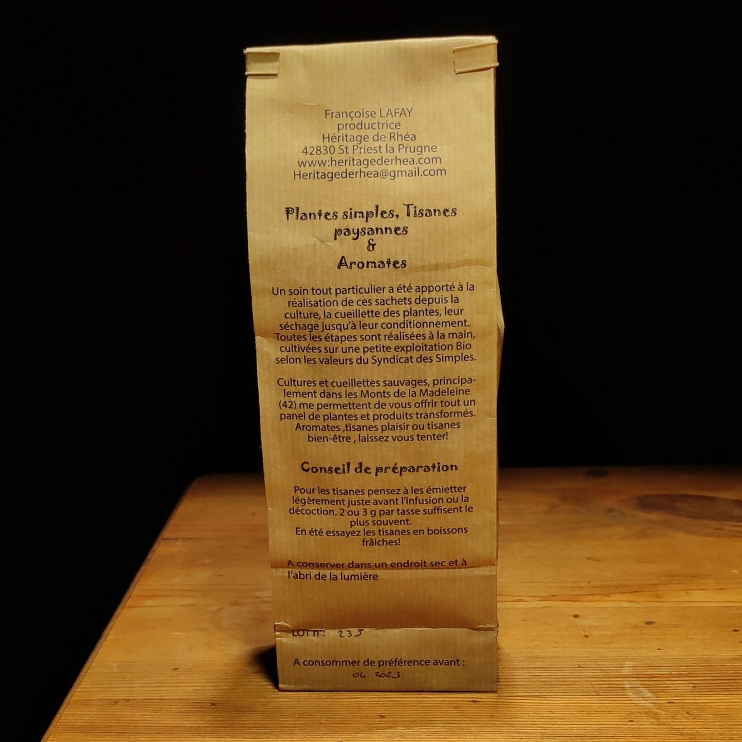 Étiquette tisane verveine citronnée 20g