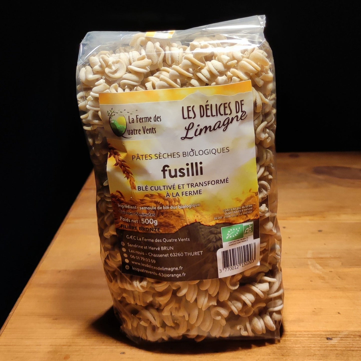Pâtes sèches fusilli biologique 500g