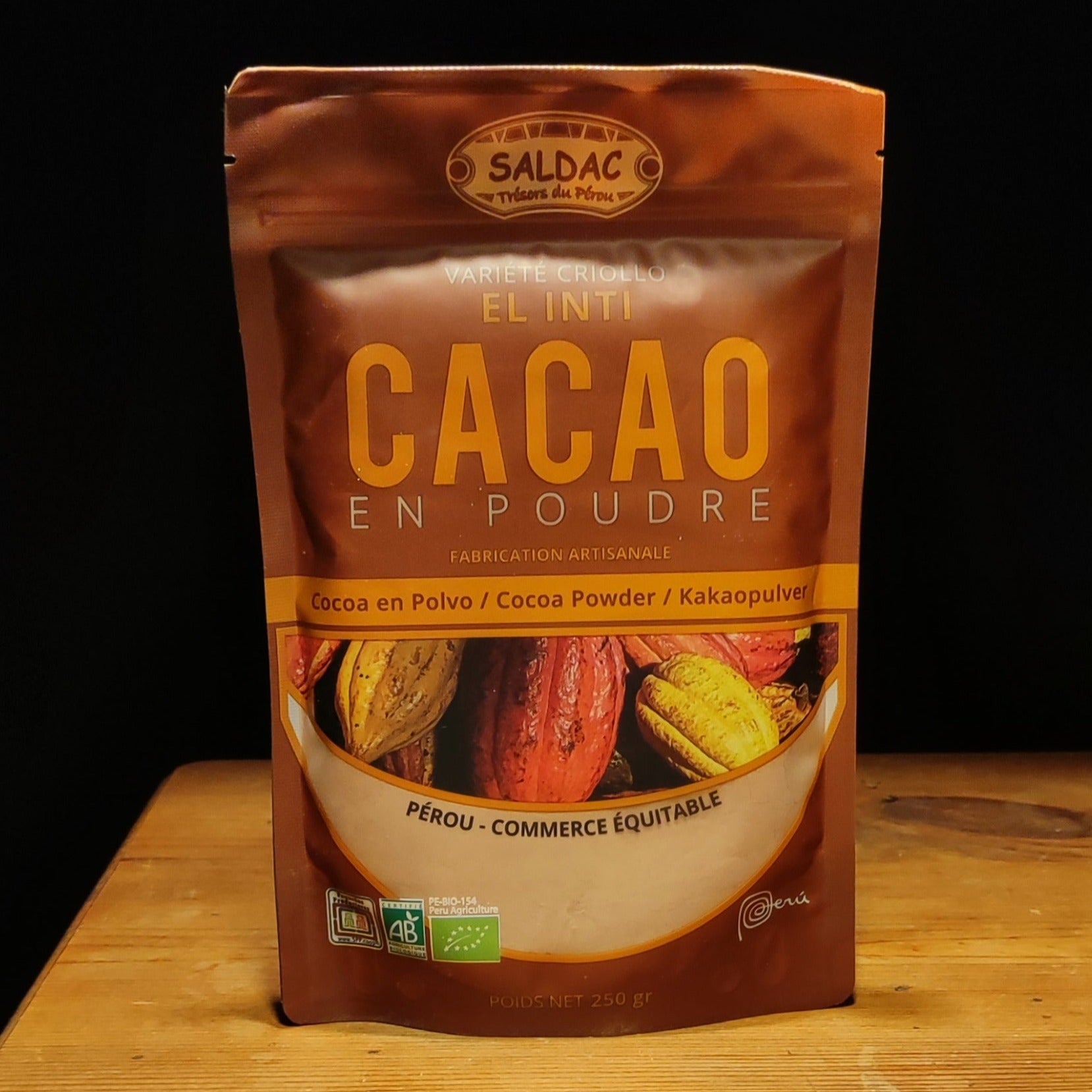 Cacao pur en poudre, bio, 250 g - Saldac