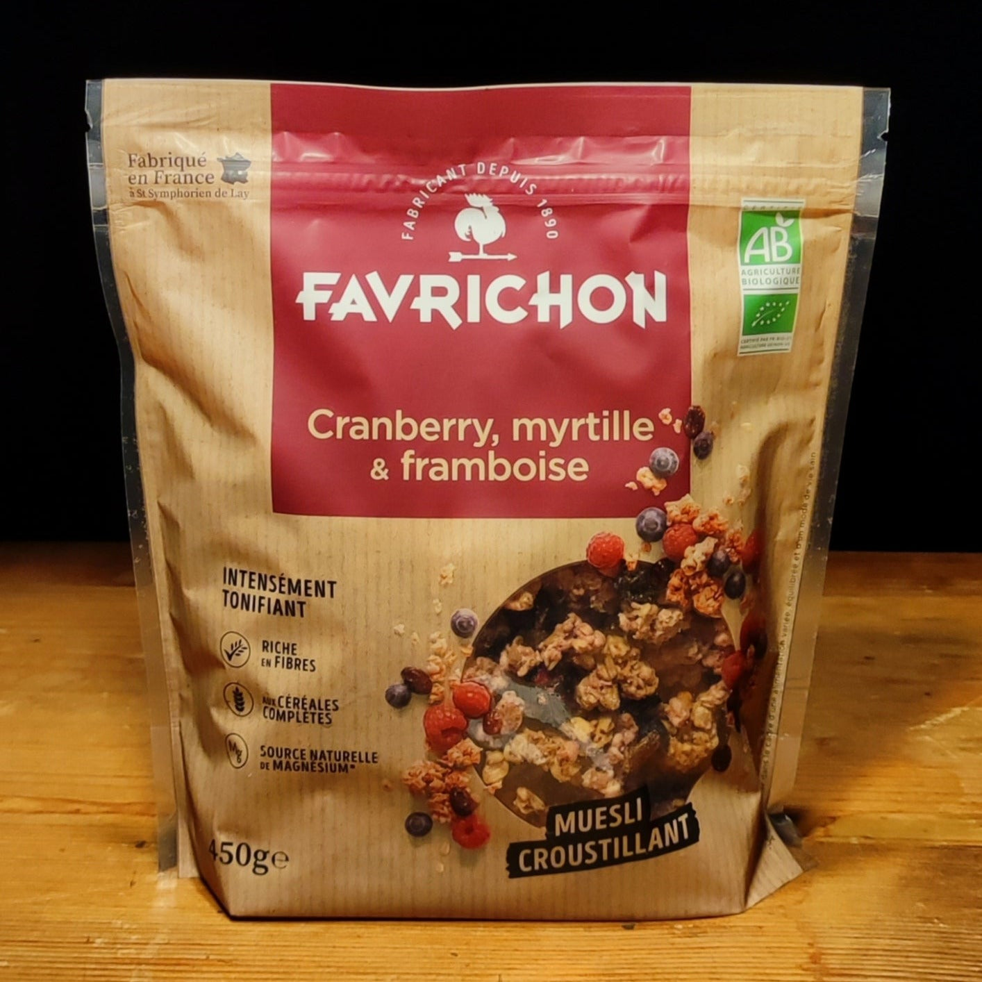 Muesli Croustillant Cranberry, Myrtille & Framboise Biologique 450g