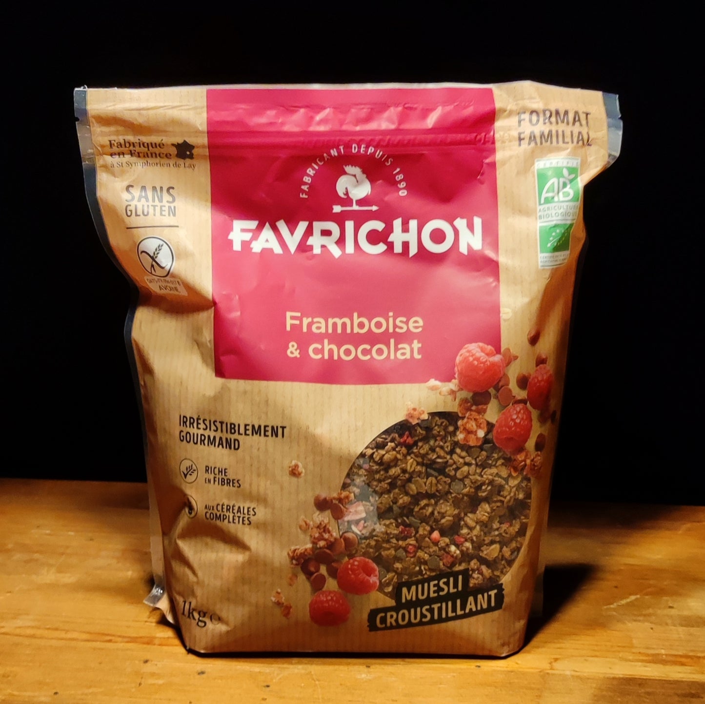 Muesli Croustillant Framboise & Chocolat Sans Gluten Biologique 1kg