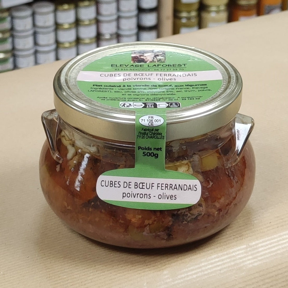 Cubes de Bœuf Ferrandais Poivrons & Olives