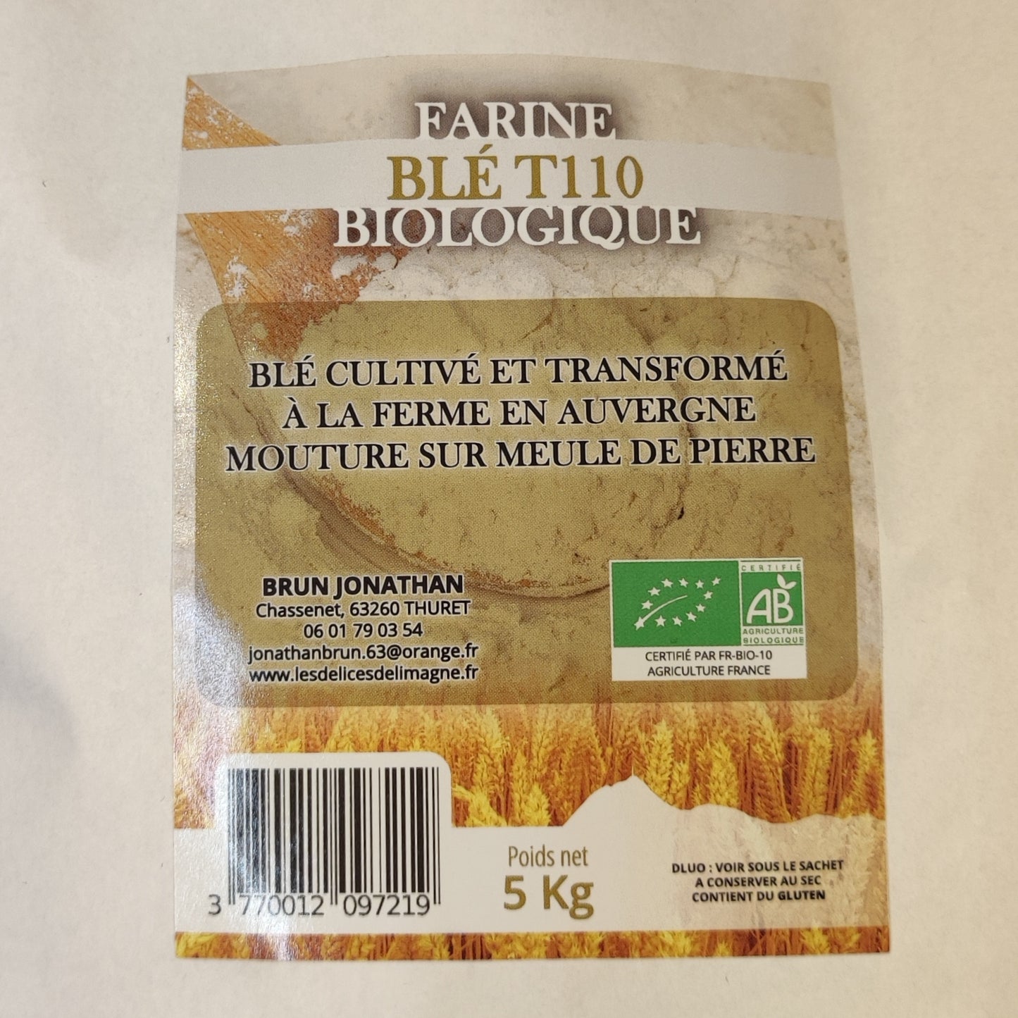 Étiquette Farine de Blé T110 Biologique 5 kilos