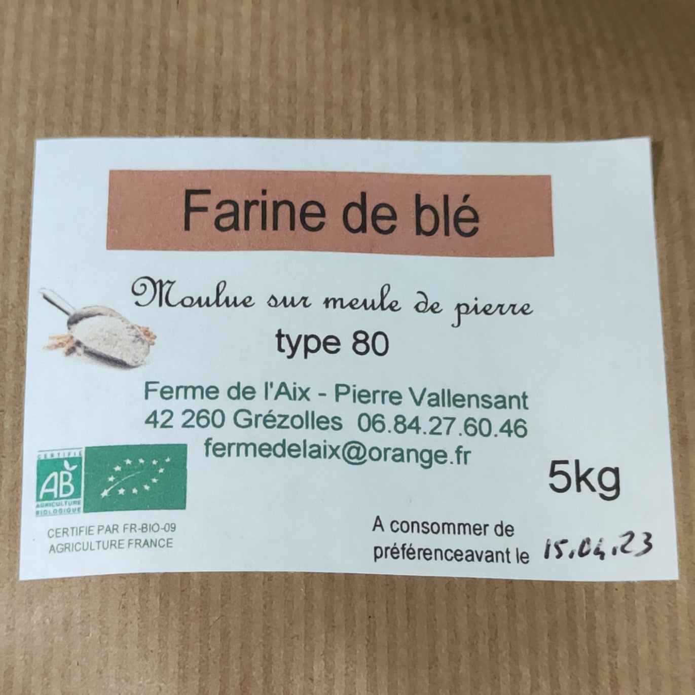 Farine de Blé Type 80 Biologique 5 kilos